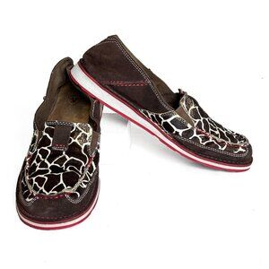 Ariat Cruiser Chocolate Chip Suede Giraffe Slip On Loafer Shoes Women's Sz 9.5B